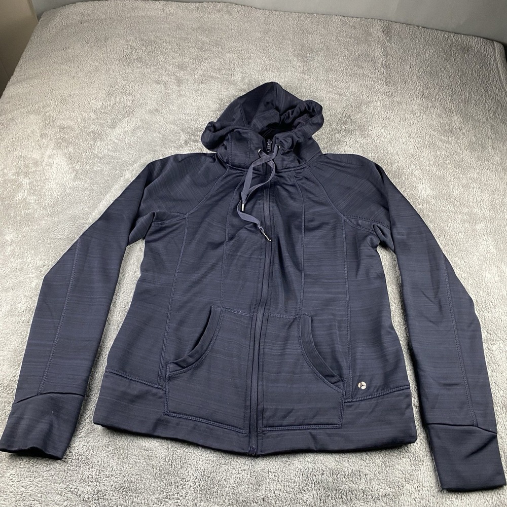90 Degree Full Zip‎ Up Hoodie Womens Medium Dark Blue Long Sleeves